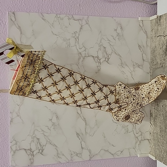 Vintage Victorian Shoe Boot beaded Christmas stocking - Picture 4 of 9